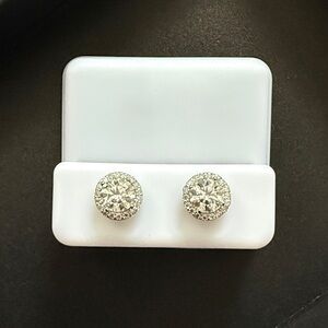 Sterling Silver Moissanite Diamonds Studs 1.42 CTW